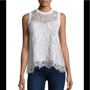 White tank with black and white lace